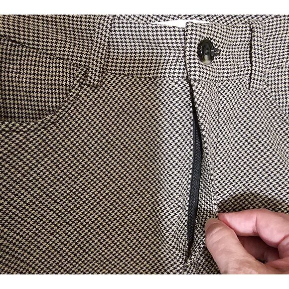 MNG Black & White Houndstooth A-Line Midi Skirt With Front & Back Pockets Button - Picture 9 of 9